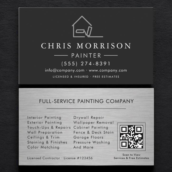 Professional Painting Service QR Code Business Card