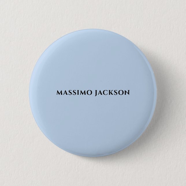 Professional pale blue modern minimalist name button (Front)