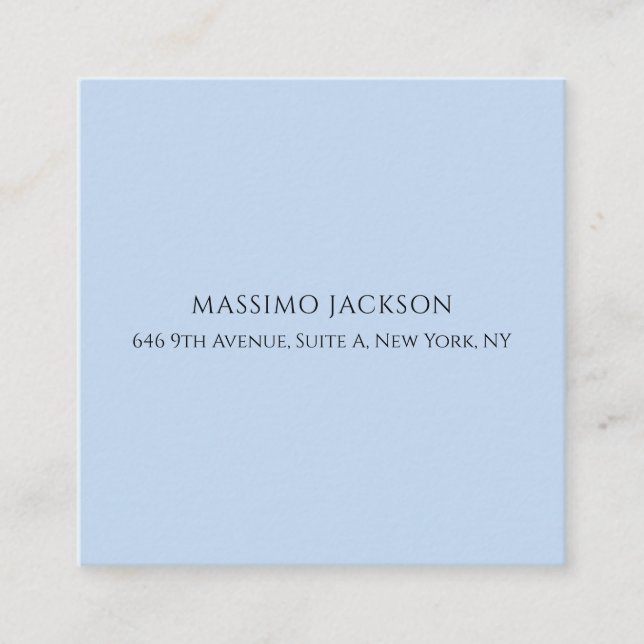 Professional pale blue modern minimalist name enclosure card (Front)