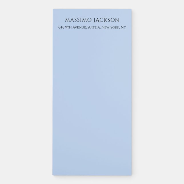 Professional pale blue modern minimalist name magnetic notepad (Front)