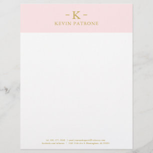 Professional Pale Pink Gold Minimalistic Text Letterhead