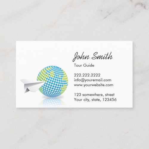 Professional Paper Plane  Globe Business Card