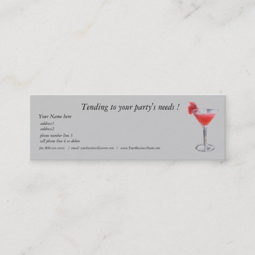 Professional Party Planner Bartender Business Card