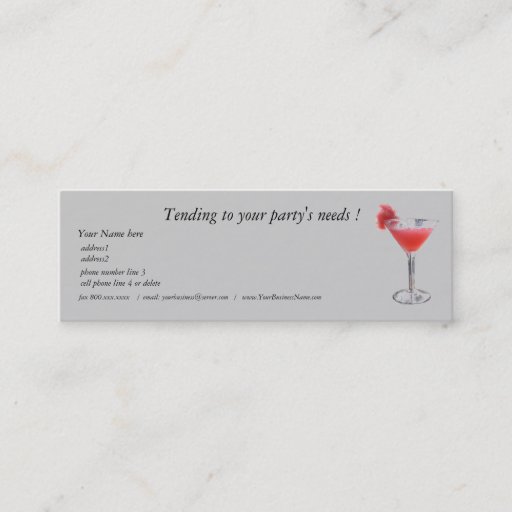 Customizable Professional Party Planner Bartender Business Card