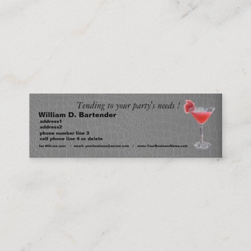 Customizable Professional Party Planner on Gray Alligator Business Cards