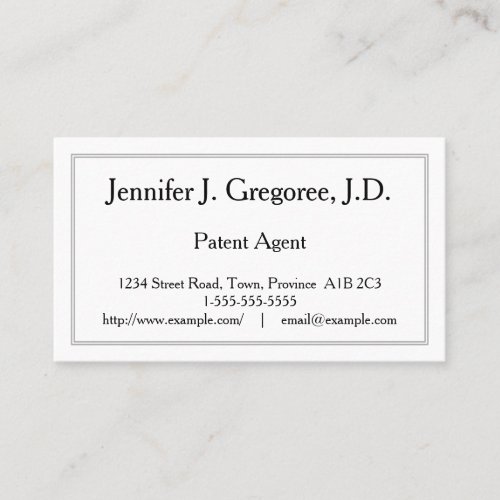 Professional Patent Agent Business Card