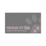 PROFESSIONAL PAW PRINTS pet care cute pink gray Business Card PROFESSIONAL PAW PRINTS pet care cute pink gray Business Card