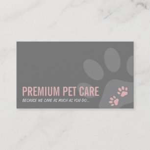 PROFESSIONAL PAW PRINTS pet care cute pink gray Business Card