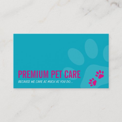 PROFESSIONAL PAW PRINTS pet care pink turquoise Business Card