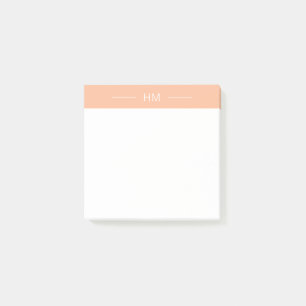 Professional Peach Pink Monogram Initials Post-it Notes