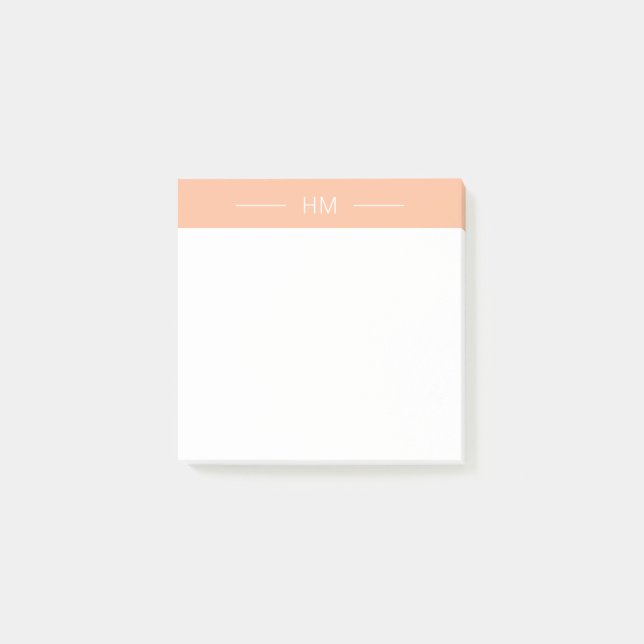 Professional Peach Pink Monogram Initials Post-it Notes (Front)