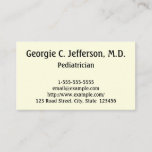 [ Thumbnail: Professional Pediatrician Business Card ]
