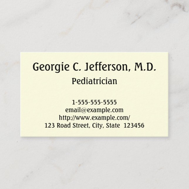 Professional Pediatrician Business Card (Front)