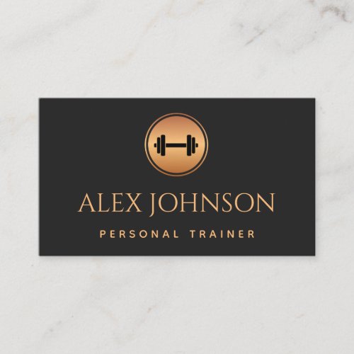 Professional Personal Trainer Gold Dumbbell Black Business Card