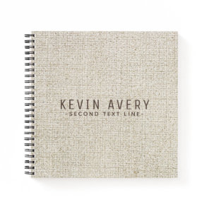 Professional Personalized Beige Linen Texture Notebook