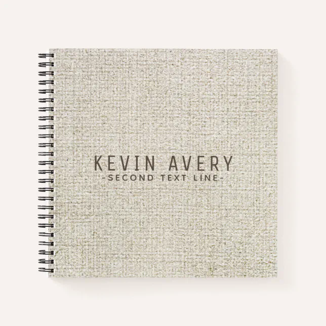 Professional Personalized Beige Linen Texture Notebook | Zazzle