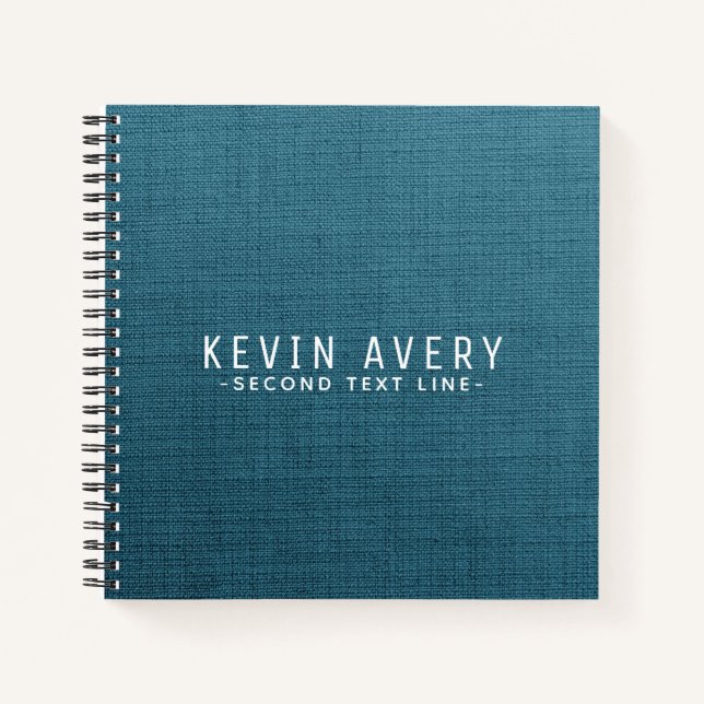 Professional Personalized Blue Linen Texture Notebook (Front)