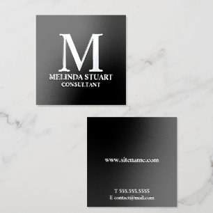 Professional Personalized Monogram and Name Silver Foil Business Cards