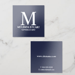 Professional Personalized Monogram and Name Silver Foil Business Cards