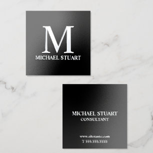 Professional Personalized Monogram and Name Silver Foil Business Cards