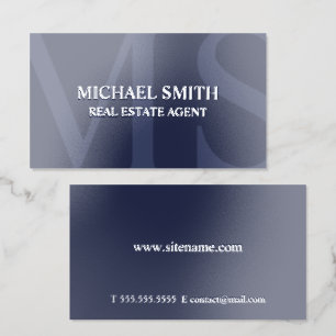 Professional Personalized Monogram and Name Silver Foil Business Cards