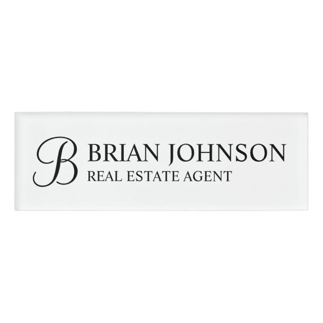 Professional Personalized Monogram and Name Tag (Front)
