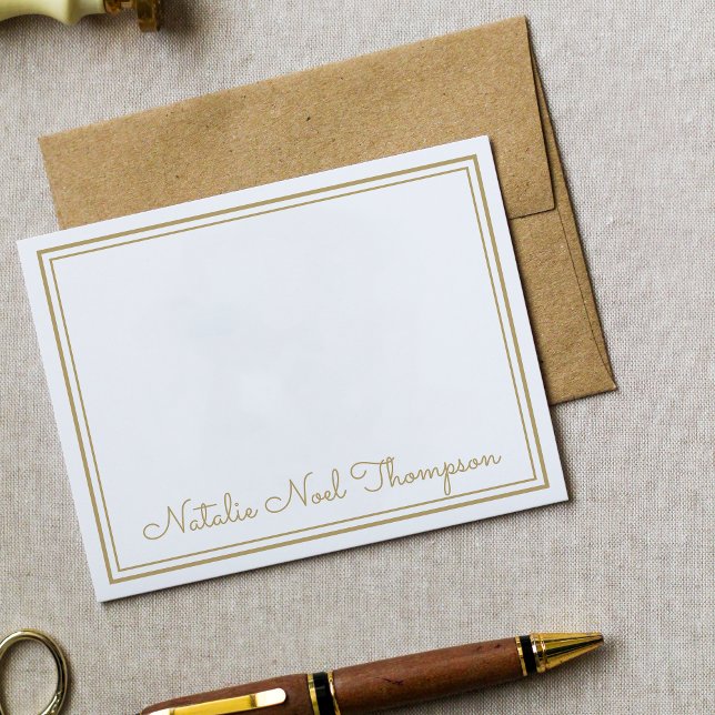 Professional Personalized Monogram Name Gold Note Card (Creator Uploaded)
