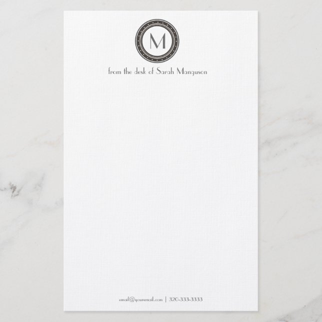Professional Personalized Monogram Stationery (Front)
