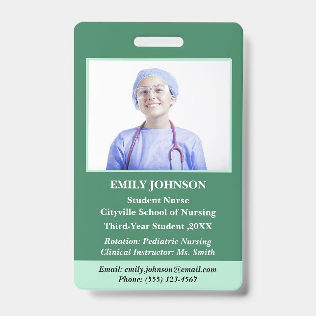 Professional Personalized Student Nurse  Badge (Front)