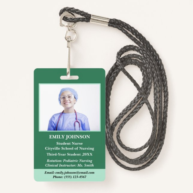 Professional Personalized Student Nurse  Badge (Front with Lanyard)