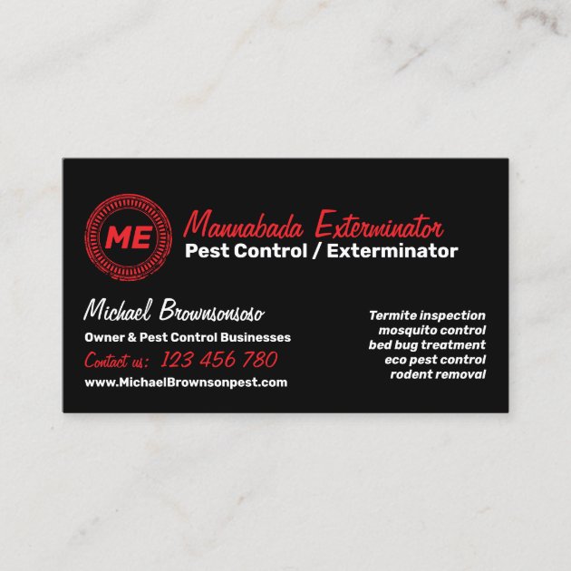 Professional Pest Control Exterminator Business Card