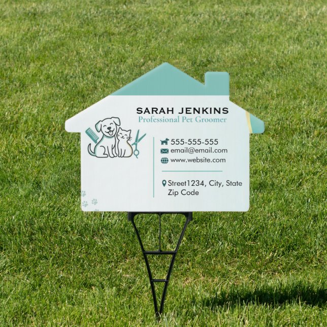  Professional Pet Grooming Customizable Yard Sign (Insitu)