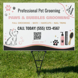 Professional Pet Grooming Yard Sign | Pet Groomer