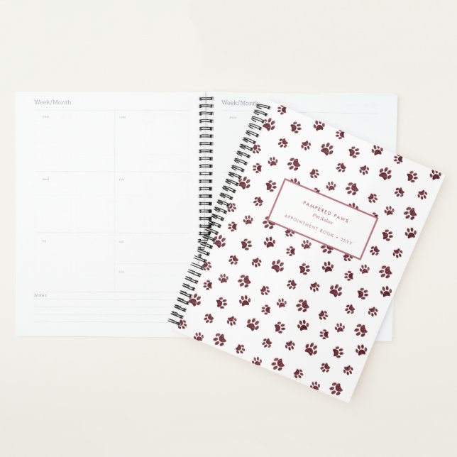 Professional Pet Salon Rose Gold Paws Appointment Planner (Display)
