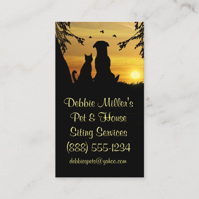 Professional Pet Sitting Dog and Cat Cute Business Card (Front)