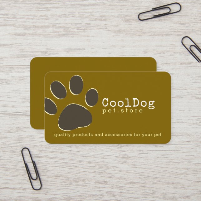Professional Pet Store . Cool Dog Business Card (Front/Back In Situ)