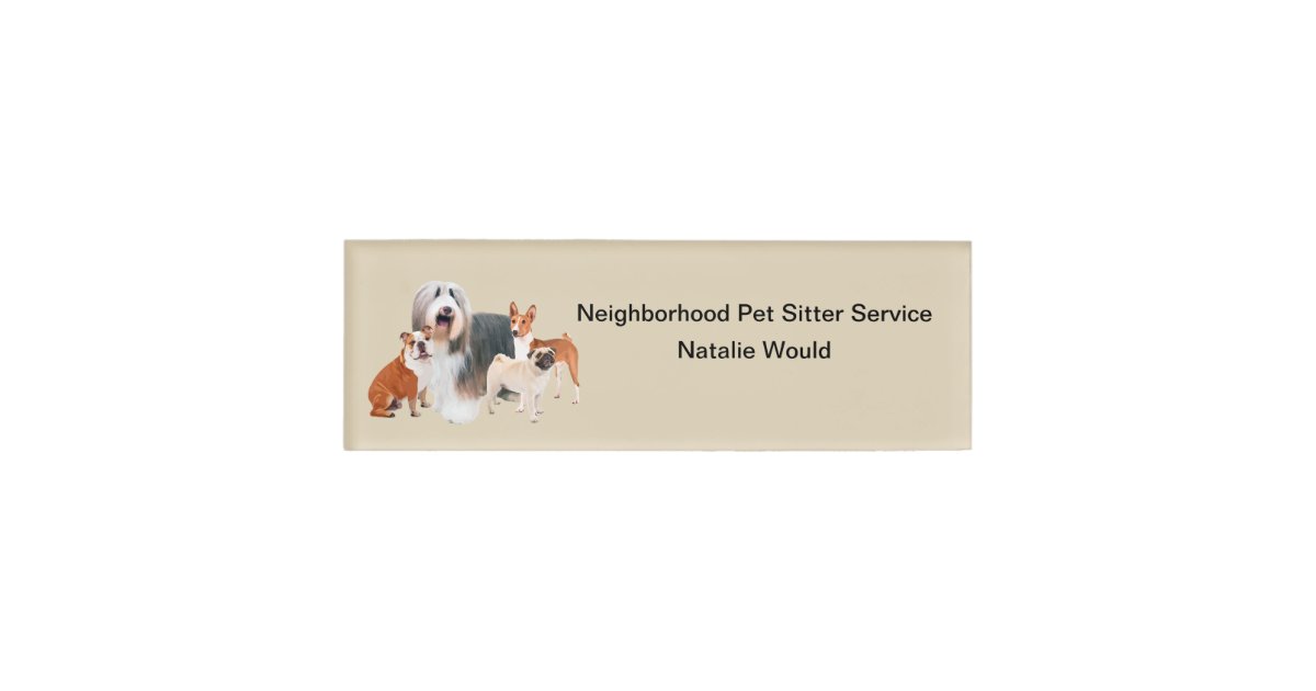 Professional Pet Theme Name Tag Zazzle