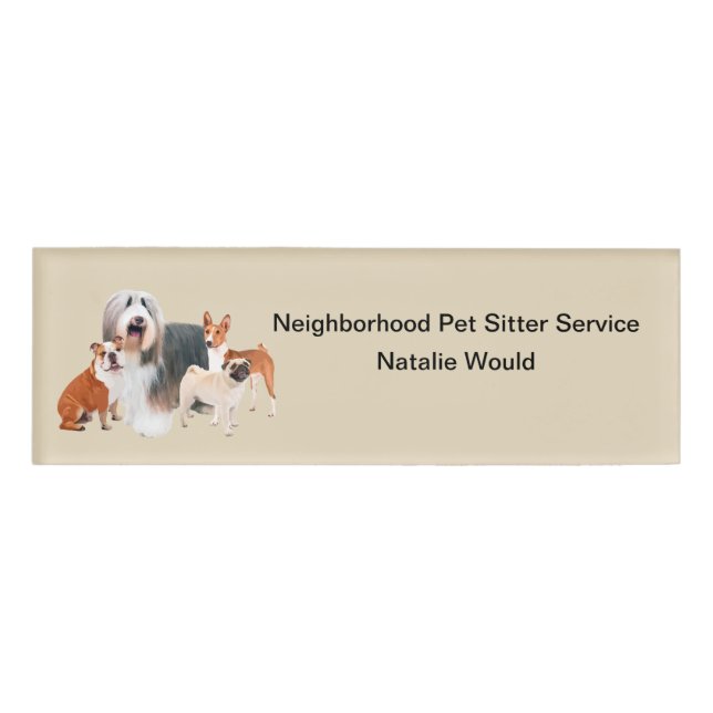 Professional Pet Theme Name Tag (Front)
