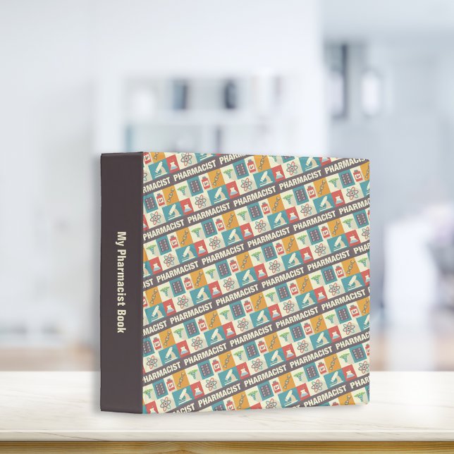Professional Pharmacist Iconic Small Pattern 3 Ring Binder (Creator Uploaded)