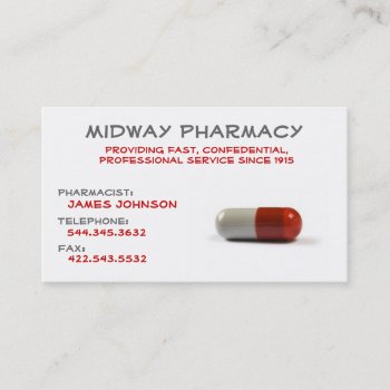 Professional Pharmacy Business Card by crystaldream4u at Zazzle