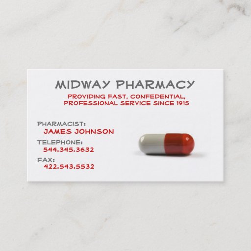 Customizable Professional Pharmacy business card