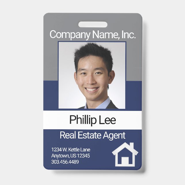 Professional Photo Badge - Gray / Blue (Front)