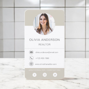 Professional Photo Beige Terracotta Business Card