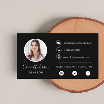 Professional Photo Black White Business Card by Hot_Foil_Creations at Zazzle