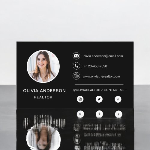 Professional Photo Black White Business Card