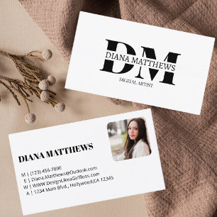 Professional Photo Black White Modern Stylish Business Card