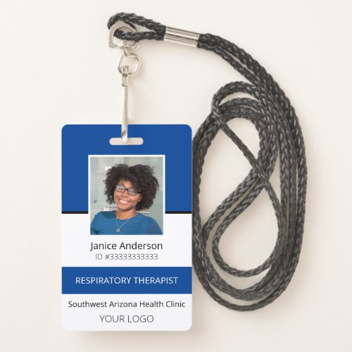 Professional Photo Blue Employee ID Badge