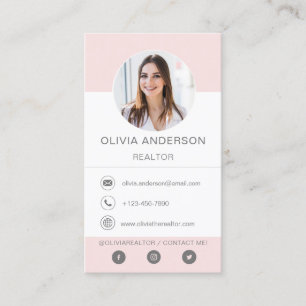 Professional Photo Blush Pink Business Card
