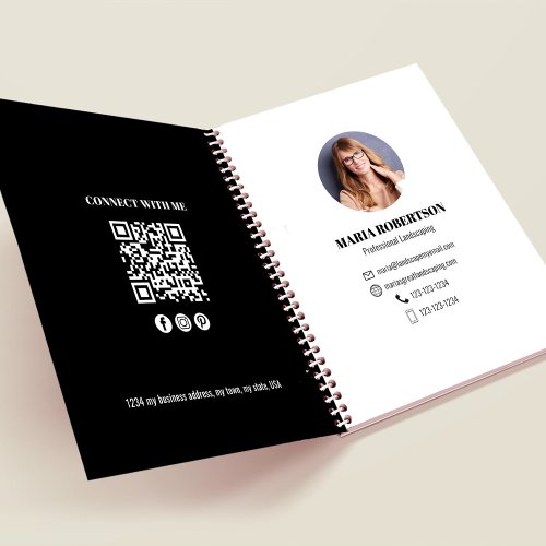 Professional Photo Business QR Code Black Notebook