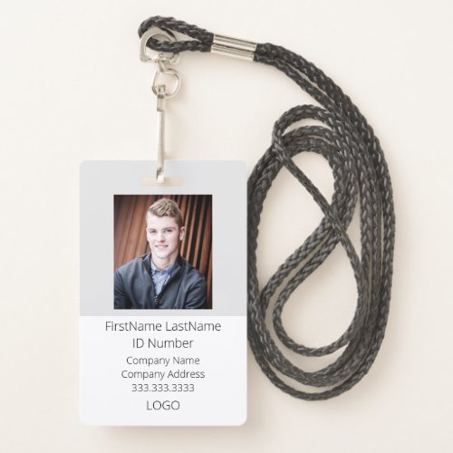 Professional Photo Employee ID Badge with Barcode
